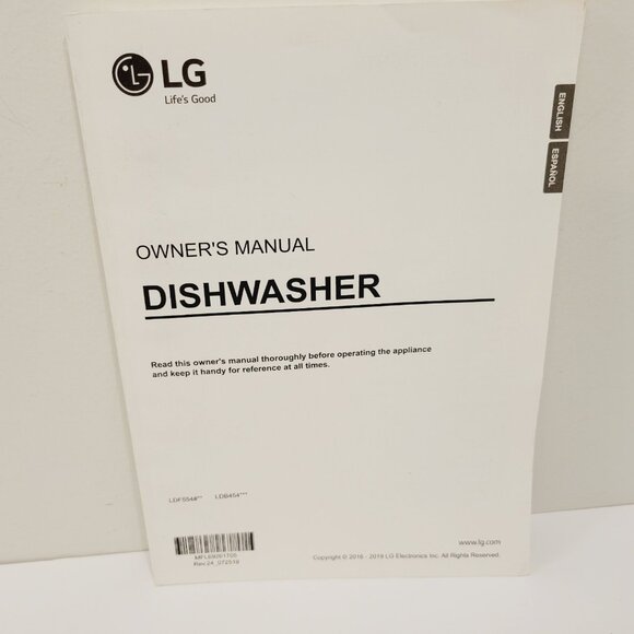 LG Owner's Manual Dishwasher LDF554 LDB454 English and Spanish - Picture 1 of 3